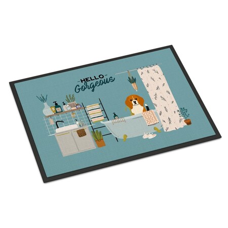 Carolines Treasures 18 x 27 in. Tricolor Beagle in Bathtub Indoor or Outdoor Mat CK7462MAT